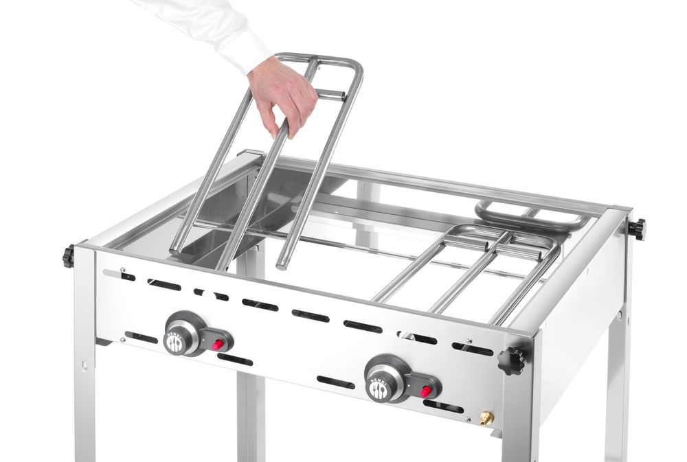 Griglia a gas con 2 bruciatori HENDI - lunghezza 639 × larghezza 799 × altezza 825 mm | HE149508