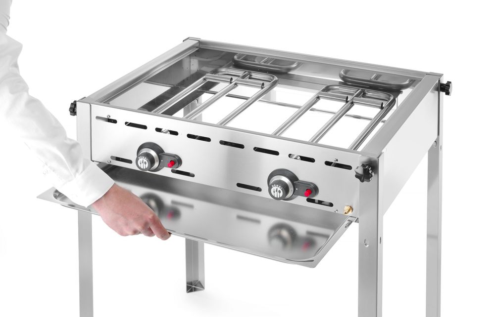 Griglia a gas con 2 bruciatori HENDI - lunghezza 639 × larghezza 799 × altezza 825 mm | HE149508