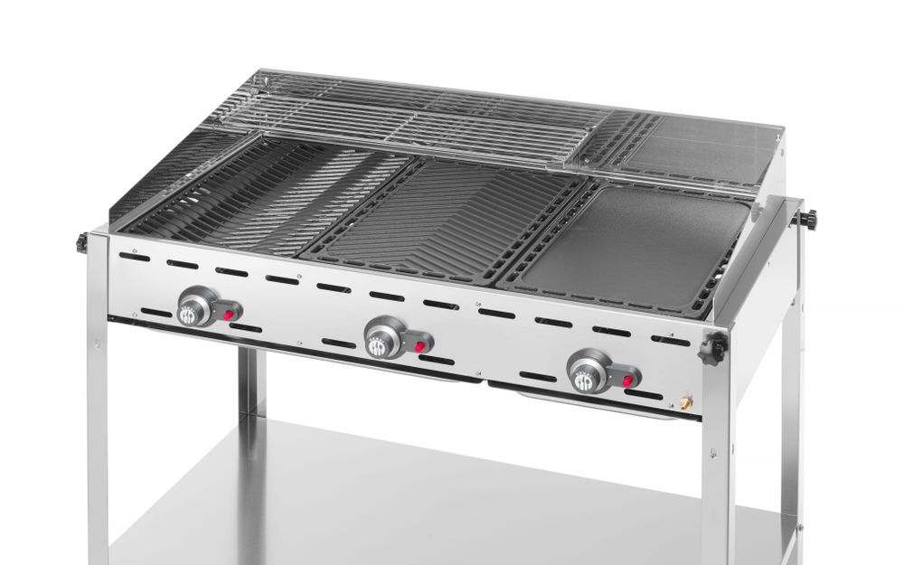 Griglia a gas con 3 bruciatori HENDI - lunghezza 639 × larghezza 1134 × altezza 848 mm | HE149591