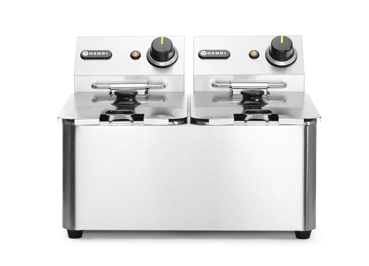 Friggitrice Profonda 2x4L 6000W 230V HENDI Kitchen Line – 8 Litri