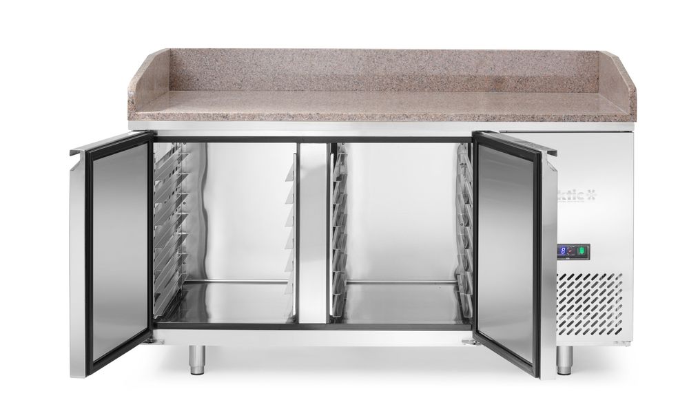 Tavolo refrigerato per pizza con piano di lavoro in granito, 2 porte Arktic - lunghezza 805 × larghezza 1520 × altezza 1000
