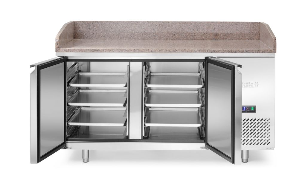 Tavolo refrigerato per pizza con piano di lavoro in granito, 2 porte Arktic - lunghezza 805 × larghezza 1520 × altezza 1000