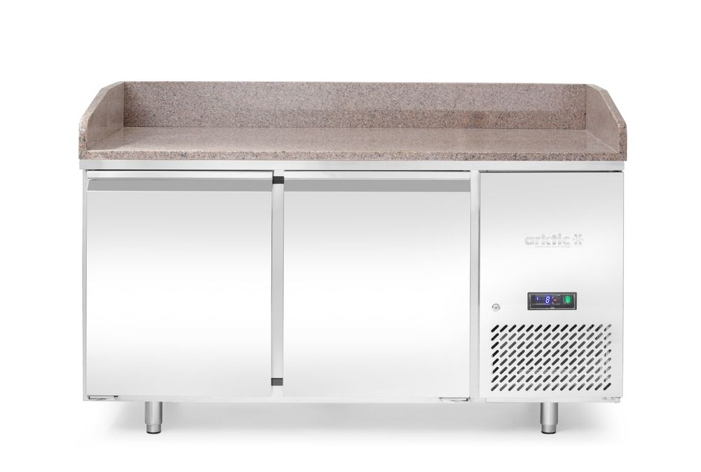 Tavolo refrigerato per pizza con piano di lavoro in granito, 2 porte Arktic - lunghezza 805 × larghezza 1520 × altezza 1000