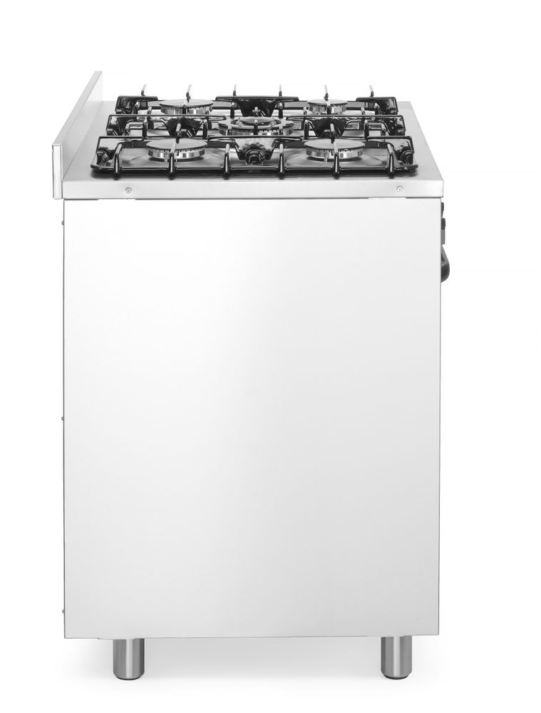 Cucina a gas - 5 bruciatori con forno elettrico HENDI - lunghezza 640 × larghezza 900 × altezza 910 mm | HE225707
