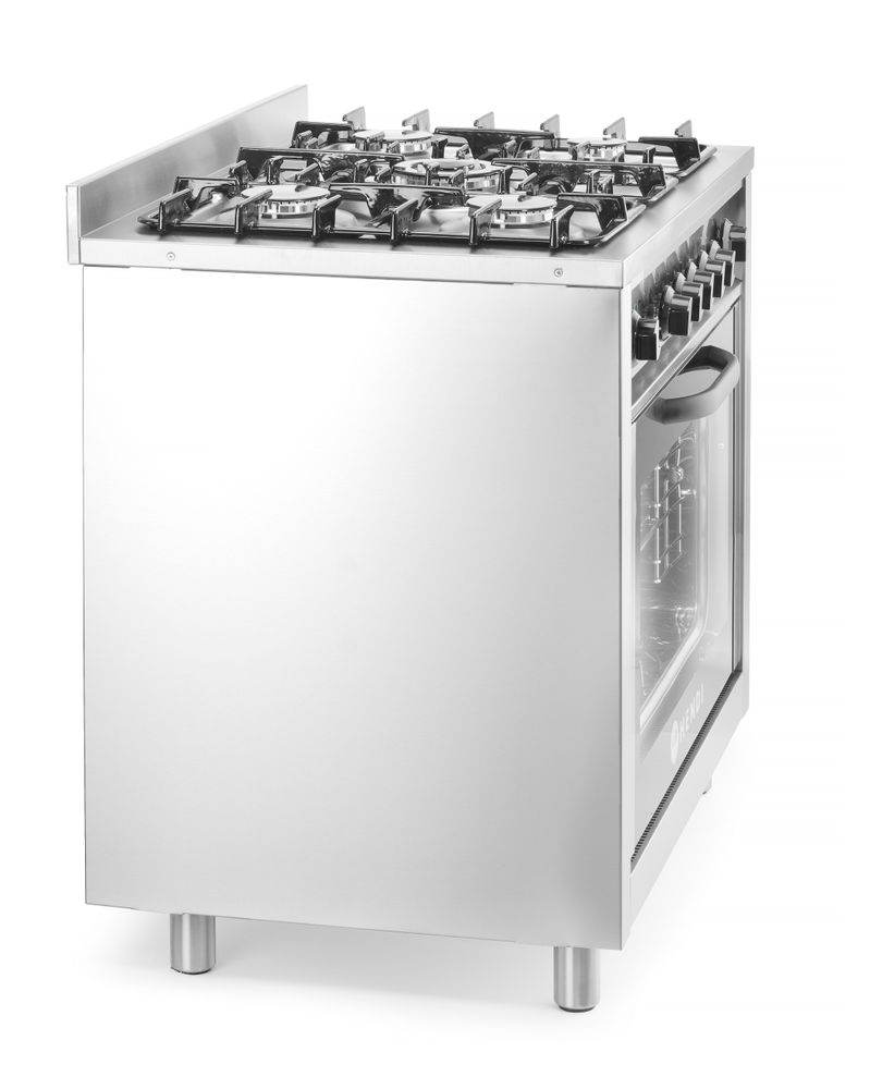 Cucina a gas - 5 bruciatori con forno elettrico HENDI - lunghezza 640 × larghezza 900 × altezza 910 mm | HE225707