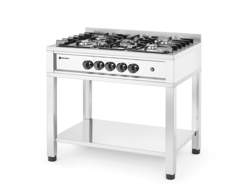 Cucina a gas - 5 bruciatori, telaio aperto HENDI - lunghezza 640 × larghezza 900 × altezza 910 mm | HE225806