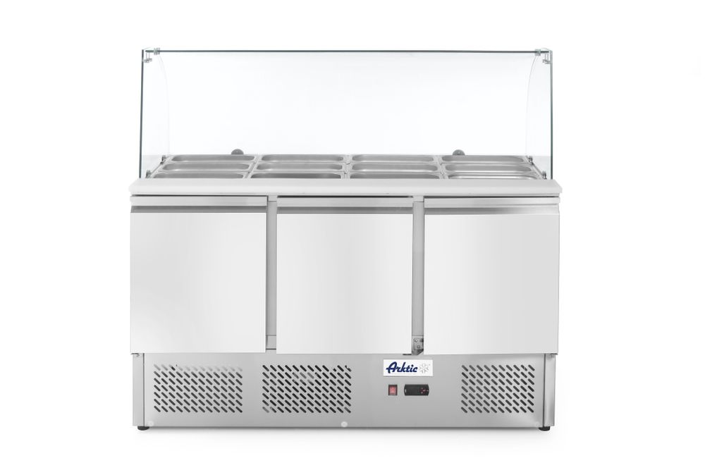 Saladette a tre porte con vetrinetta 380L Arktic - lunghezza 702 × larghezza 1390 × altezza 1330 mm | HE232798