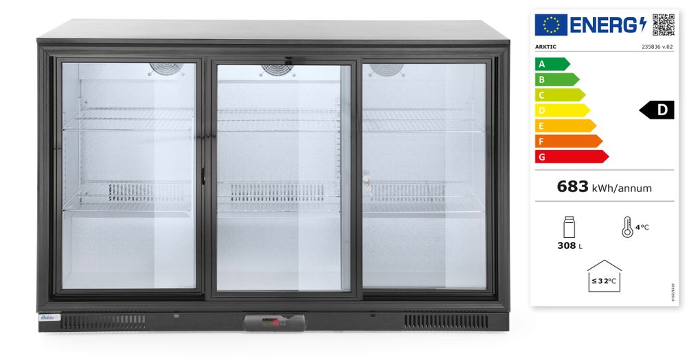 Frigorifero per barra posteriore con porte scorrevoli triple Arktic - lunghezza 530 × larghezza 1350 × altezza 870 mm |