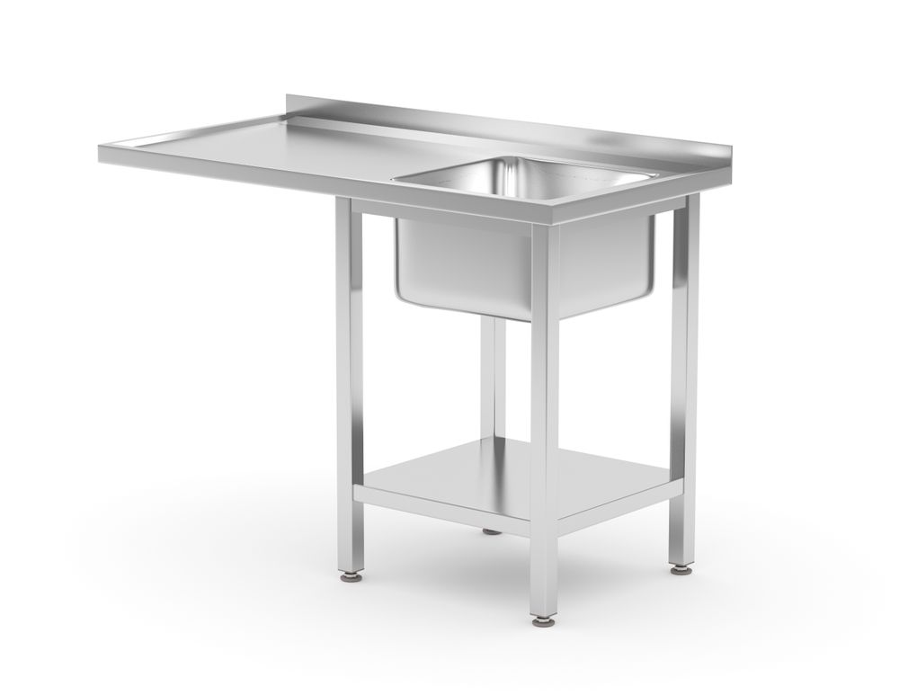 Tavolo con lavello, vano lavastoviglie e ripiano HENDI - lunghezza 690 × larghezza 1200 × altezza 888 mm | HE237526