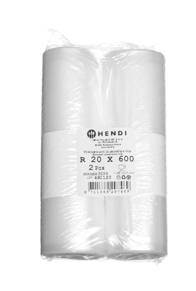Rotolo per sacchetti sottovuoto goffrato, per la conservazione degli alimenti HENDI - lunghezza 6000 × larghezza 200 ×