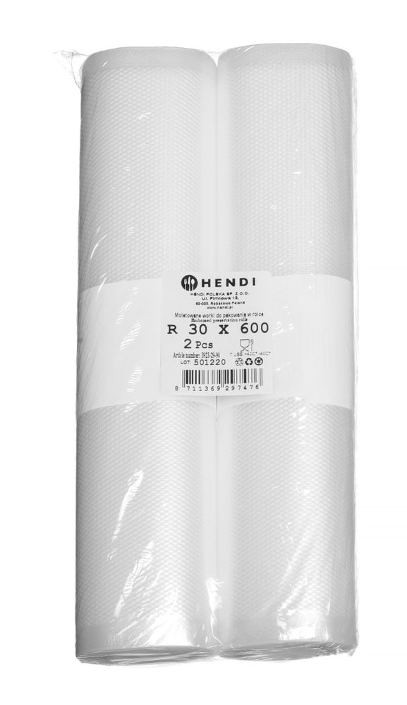 Rotolo per sacchetti sottovuoto goffrato, per la conservazione degli alimenti HENDI - lunghezza 6000 × larghezza 200 ×
