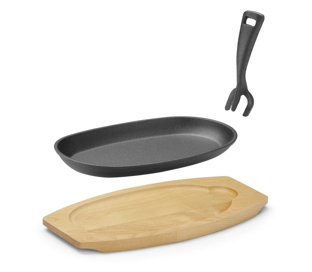 Piatto in ghisa con sottostrato e gripper in legno. HENDI - lunghezza 145 × larghezza 300 × altezza 135 mm | HE629383