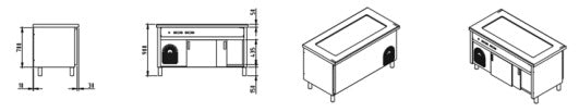 Elemento freddo con invaso - vano infer. ante scorrevoli mm.2000x800x900h. INOX BIM, codice ESFIS.20. Immagine rappresentativa della serie; fare riferimento alla descrizione del modello.
