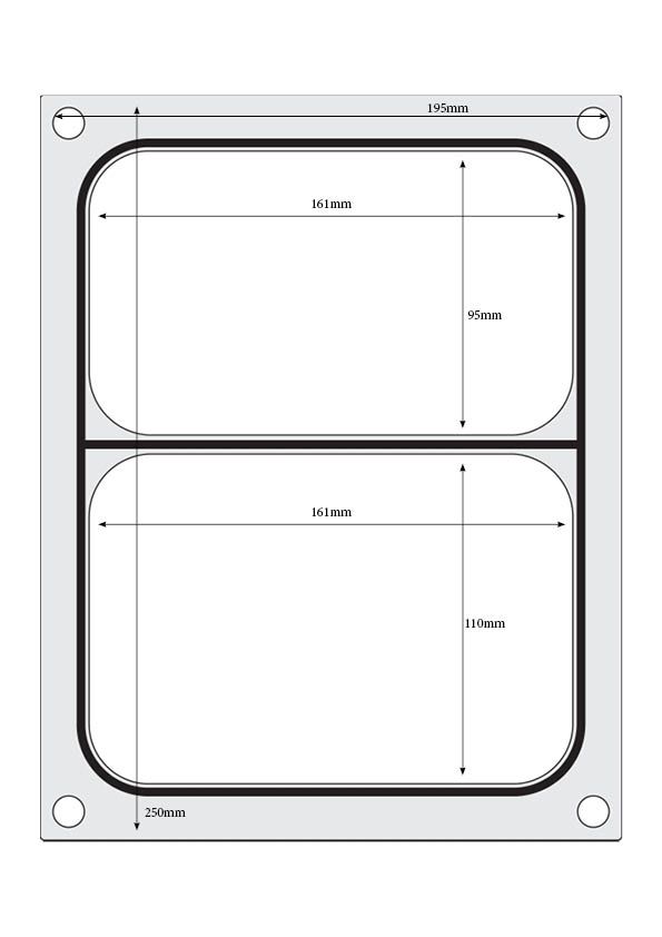 Matrice sigillante per vaschette HENDI - lunghezza 249 × larghezza 195 × altezza 15 mm | HE805596