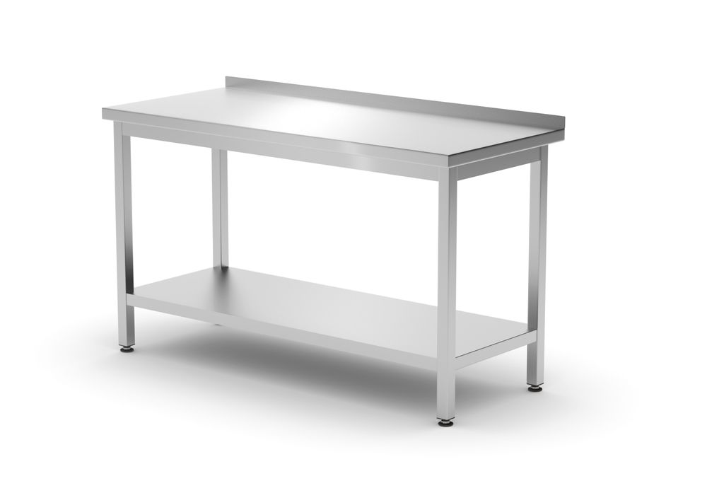 Tavolo a parete con ripiano – bullonato, profondità 600 mm HENDI - lunghezza 599 × larghezza 1400 × altezza 915 mm | HE811481