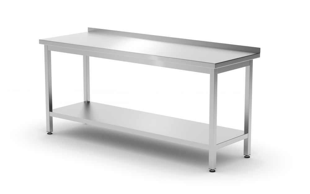 Tavolo a parete con ripiano – bullonato, profondità 600 mm HENDI - lunghezza 599 × larghezza 1800 × altezza 885 mm | HE811504