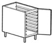 Basamento portateglie c/ante a battente su un fronte mm.1050x765x810/860 h. INOX BIM, codice PTB2.7. Immagine rappresentativa della serie; fare riferimento alla descrizione del modello.