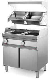 Friggitrice gas 2 vasche 18+18lt MacChef mm. 800x700x850/900h c/cest -gas met G20. INOX BIM, codice M7CFFG2SI. Immagine rappresentativa della serie; fare riferimento alla descrizione del modello.