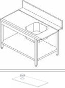 Tavolo ingresso lavastoviglie con vasca mm.1500x700x850/900 h. INOX BIM, codice TL.15. Immagine rappresentativa della serie; fare riferimento alla descrizione del modello.
