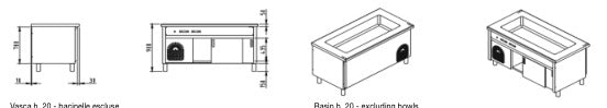 Elemento freddo con vasca - vano infer. con ante scorrevoli mm.1200x800x900h. INOX BIM, codice ESFVS.12. Immagine rappresentativa della serie; fare riferimento alla descrizione del modello.