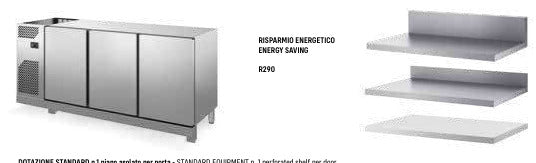 Base refrigerata -15-18° senza piano 2 porte mm. 1500x700x910/960 h. INOX BIM, codice BBF7150. Immagine rappresentativa della serie; fare riferimento alla descrizione del modello.