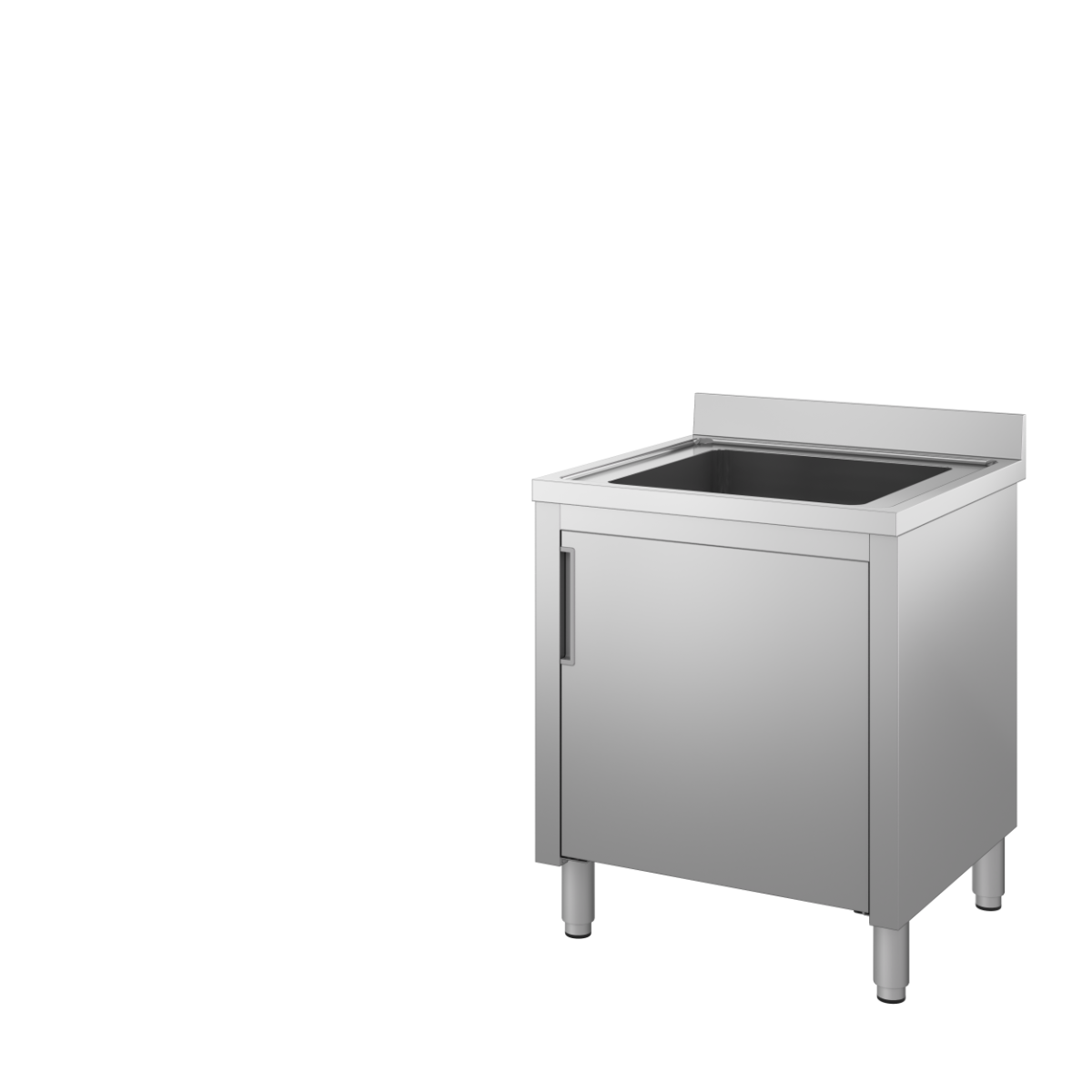 Lavatoio armad.con ante a batt. 1 vasca gocciolatoio destro mm.1200x600x850 /900h. INOX BIM, codice LBD6.12. Immagine rappresentativa della serie; fare riferimento alla descrizione del modello.