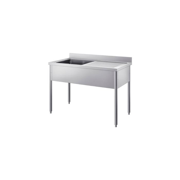 Lavatoio Professionale con Top AISI 304 e Base AISI 430 – 1 Vasca con Sgocciolatoio Destro