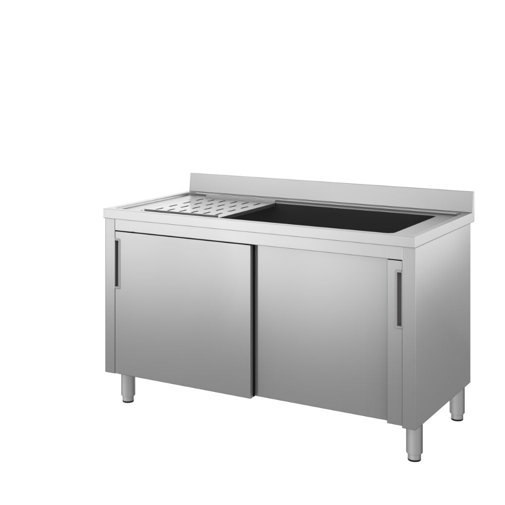 Lavatoio tuttavasca armadiato completo di griglia scorr mm.1400x700x850/900 h. INOX BIM, codice LVS.14. Immagine rappresentativa della serie; fare riferimento alla descrizione del modello.