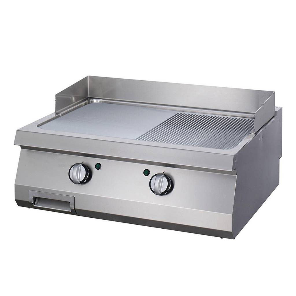 Heavy Duty Piastra - Cromo Mezza Scanalato - Unità Doppia - Profondità 70cm - Elettrico – MAXIMA 09395049