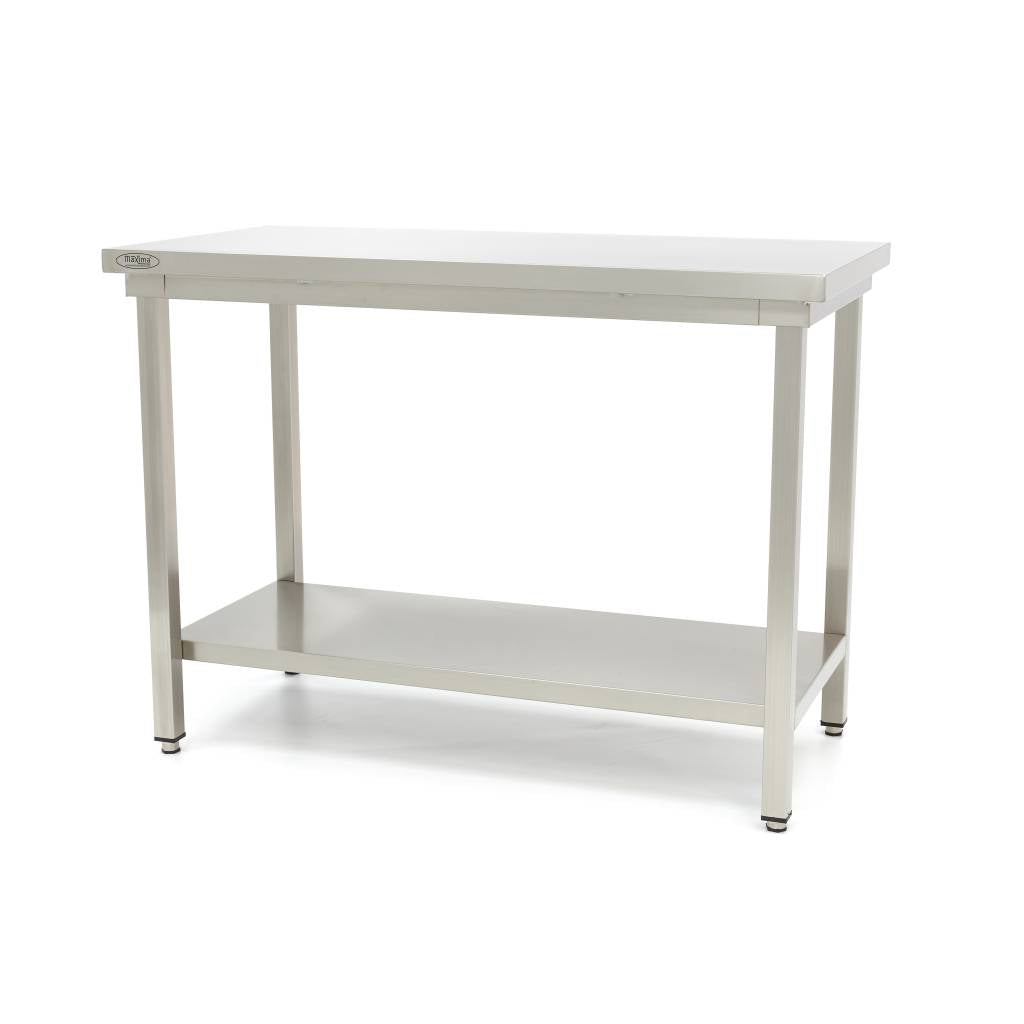 Tavolo in Acciaio Inox - 200 x 60cm - Altezza Regolabile - con Ripiano di Stoccaggio – MAXIMA 09300971