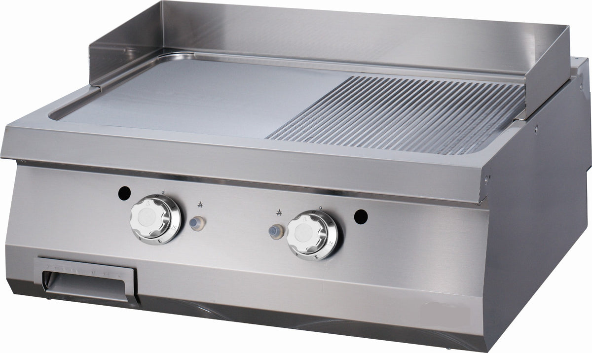 Heavy Duty Piastra - Mezza Scanalato - Unità Doppia - Profondità 70cm - Gas – MAXIMA 09395990