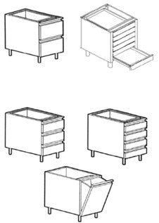 Cassettiera a 6 cassetti con bacin.senza piano superiore mm.600x765x810/860 h. INOX BIM, codice SZ6.7. Immagine rappresentativa della serie; fare riferimento alla descrizione del modello.