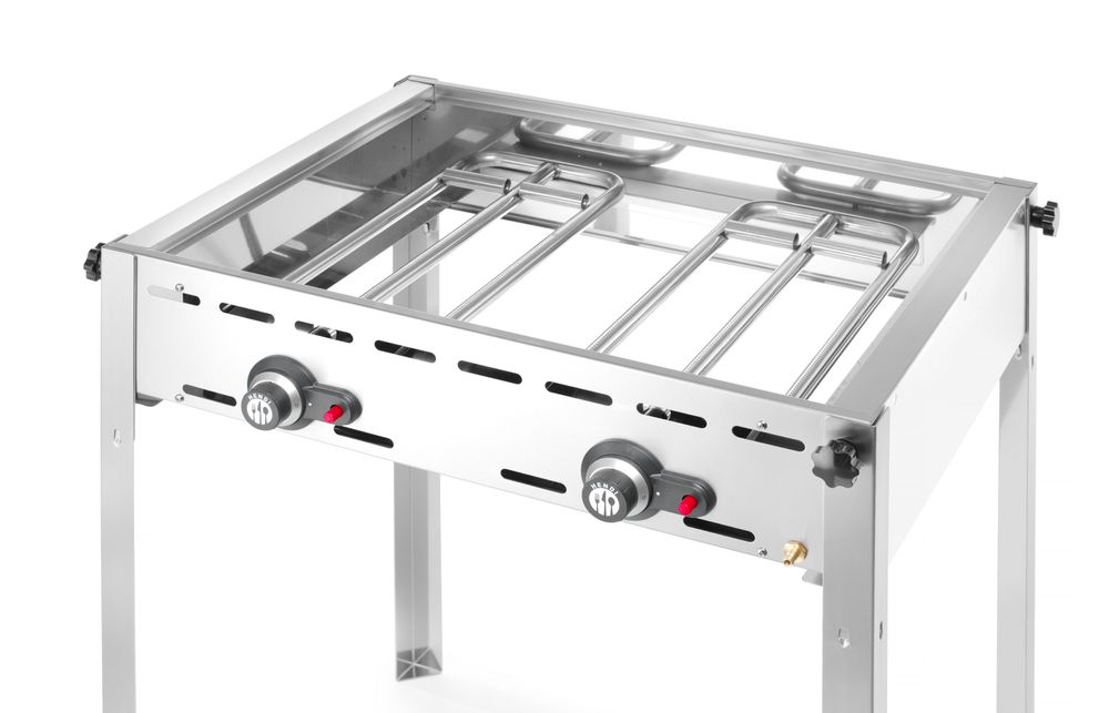Griglia a gas con 2 bruciatori HENDI - lunghezza 639 × larghezza 799 × altezza 825 mm | HE149508
