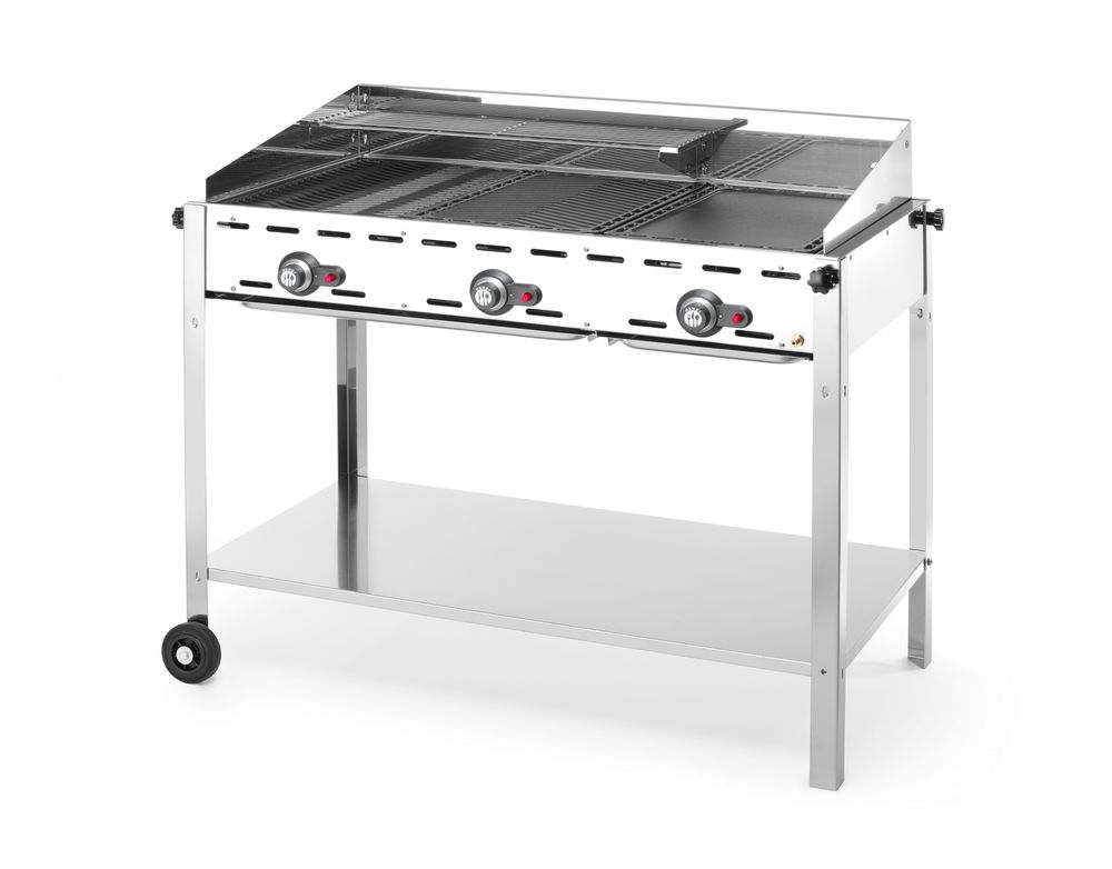 Griglia a gas con 3 bruciatori HENDI - lunghezza 639 × larghezza 1134 × altezza 848 mm | HE149591