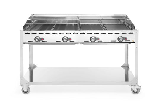 Griglia a gas con 4 bruciatori HENDI - lunghezza 695 × larghezza 1525 × altezza 860 mm | HE149614