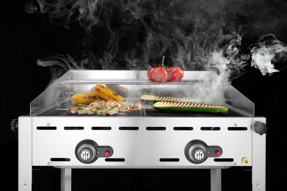 Griglia a gas con 2 bruciatori HENDI - lunghezza 639 × larghezza 799 × altezza 825 mm | HE149621