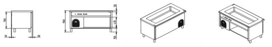 Elemento freddo vano inf.a giorno mm.2000x800x900h vasca 5x1/1 GN. INOX BIM, codice ESFVG.20. Immagine rappresentativa della serie; fare riferimento alla descrizione del modello.