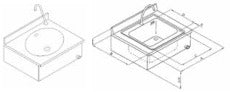 INOX BIM LCG.40 – illustrazione rappresentativa della serie Lavamani a parete con comando a ginocchio integrato