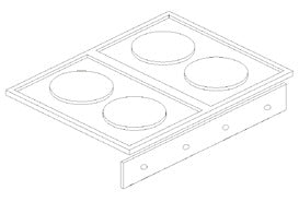 Cucina elettrica 4 piastre singole da incasso mm 800x700. INOX BIM, codice 7DPSE2. Immagine rappresentativa della serie; fare riferimento alla descrizione del modello.