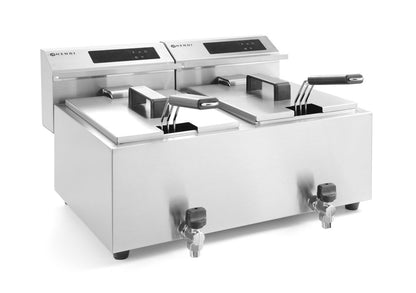 Friggitrice Profi Line digitale con rubinetti di scarico - 2 x 8 l HENDI - lunghezza 605 × larghezza 610 × altezza 350 mm |
