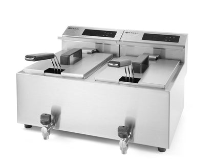 Friggitrice Profi Line digitale con rubinetti di scarico - 2 x 8 l HENDI - lunghezza 605 × larghezza 610 × altezza 350 mm |