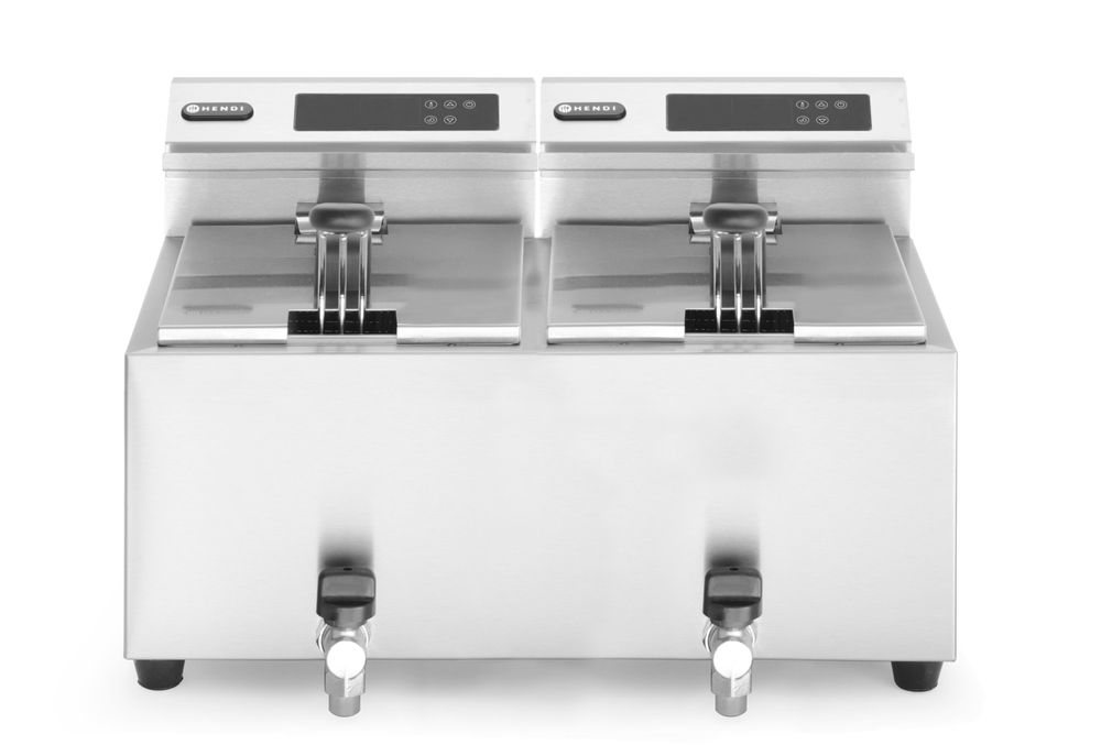 Friggitrice Profi Line digitale con rubinetti di scarico - 2 x 8 l HENDI - lunghezza 605 × larghezza 610 × altezza 350 mm |