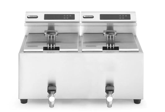 Friggitrice Digitale Profi Line 2x8L 7000W 230V HENDI con Rubinetti di Scarico