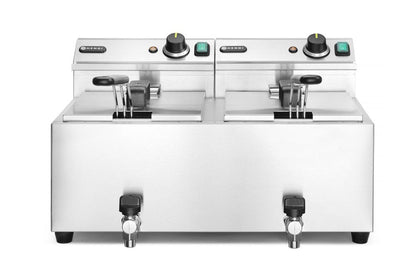 Friggitrice con rubinetto di scarico, 2x8 L HENDI - lunghezza 638 × larghezza 610 × altezza 370 mm | HE209301