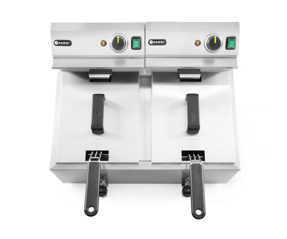 Friggitrice con rubinetto di scarico, 2x8 L HENDI - lunghezza 638 × larghezza 610 × altezza 370 mm | HE209301