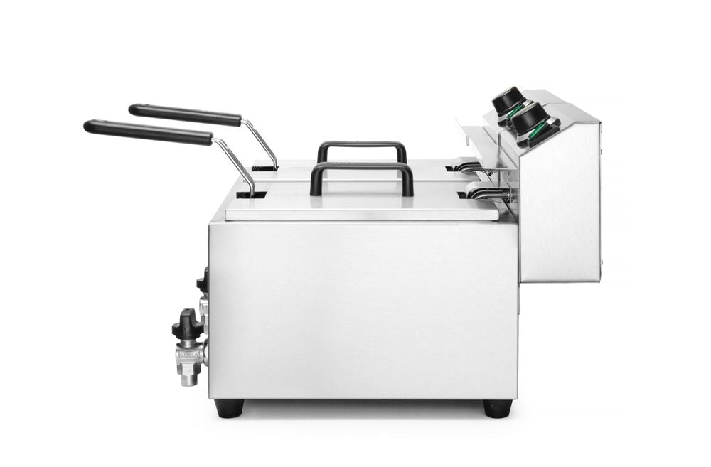 Friggitrice con rubinetto di scarico, 2x8 L HENDI - lunghezza 638 × larghezza 610 × altezza 370 mm | HE209301