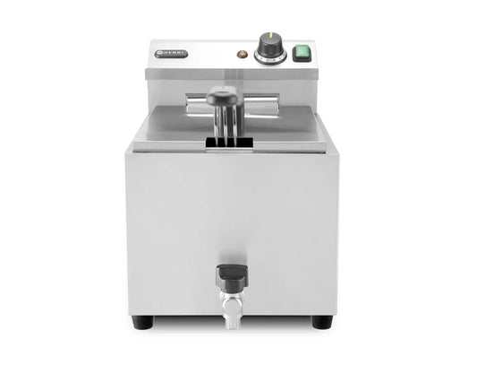 Friggitrice Profonda XL 10L 6600W 400V HENDI Profi Line con Rubinetto di Scarico