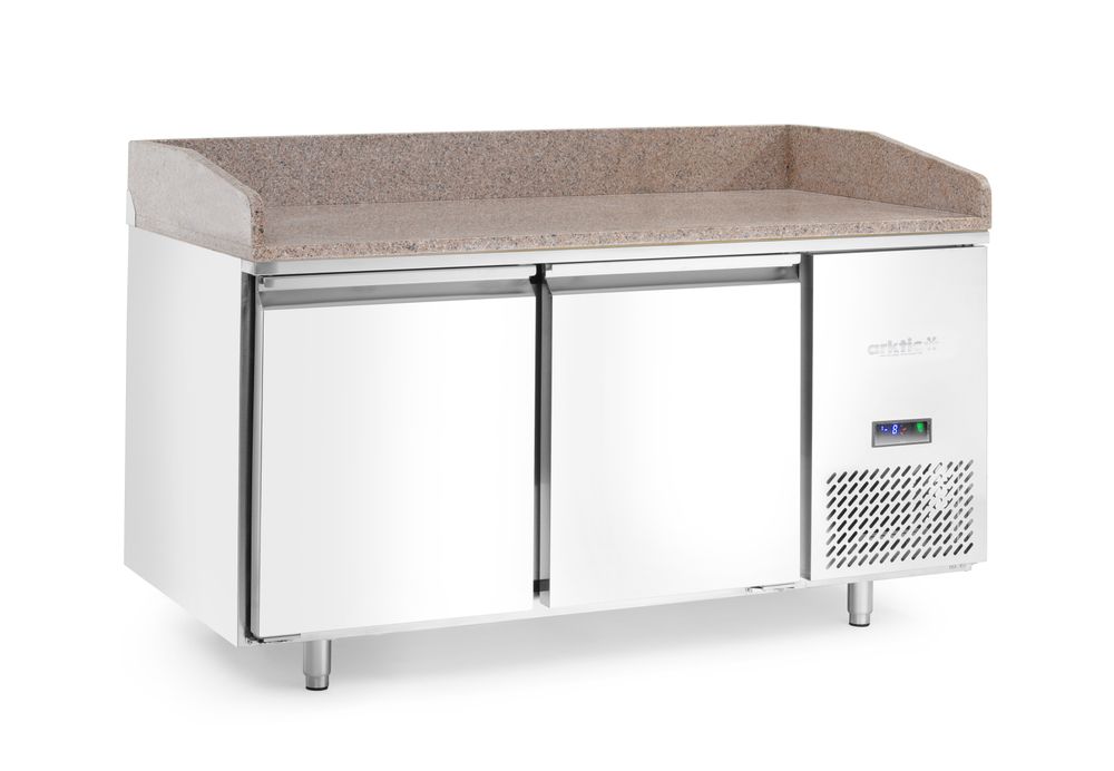 Tavolo refrigerato per pizza con piano di lavoro in granito, 2 porte Arktic - lunghezza 805 × larghezza 1520 × altezza 1000