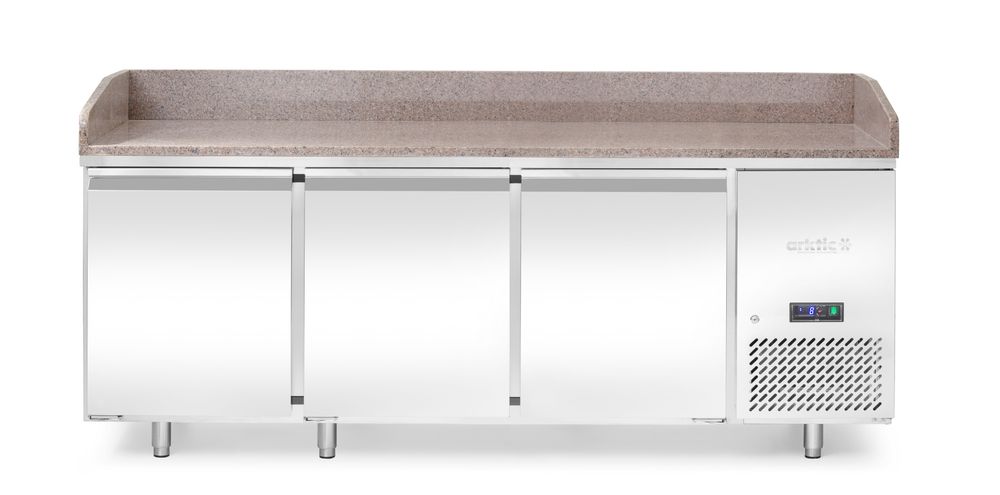 Tavolo refrigerato per pizza con piano di lavoro in granito, 3 porte Arktic - lunghezza 805 × larghezza 2020 × altezza 1000