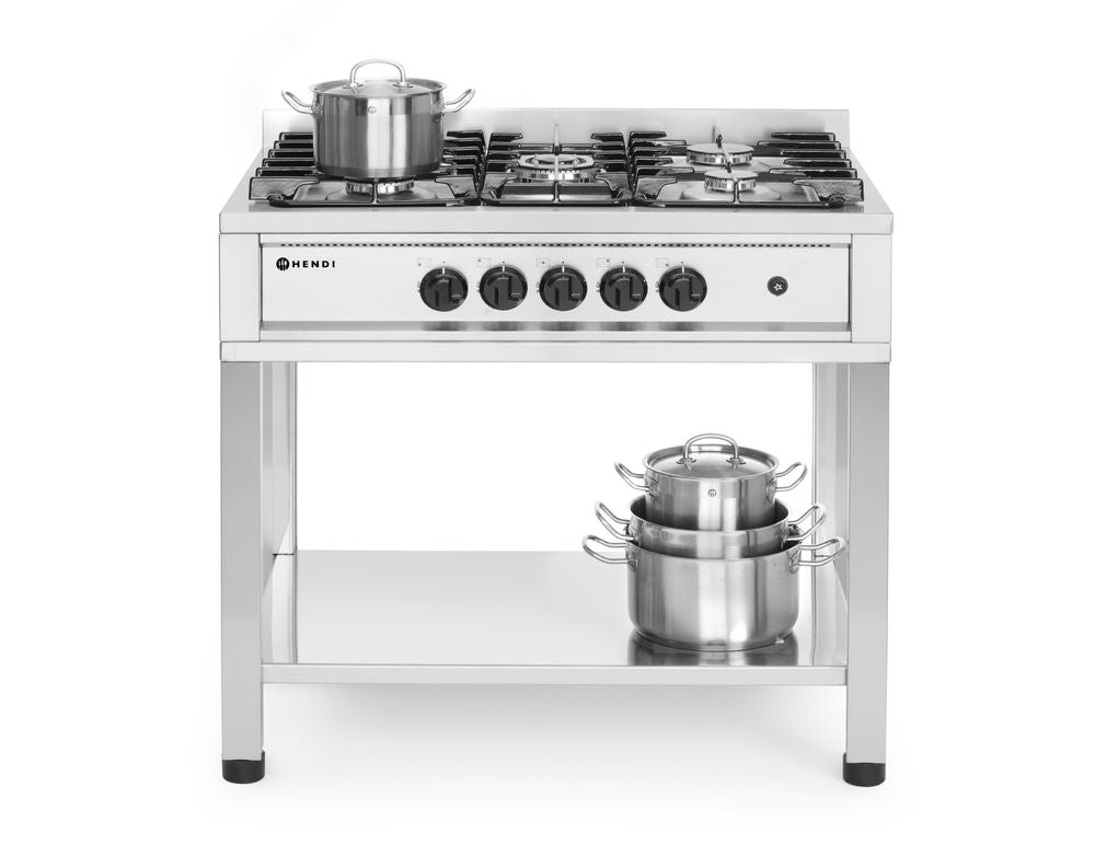 Cucina a gas - 5 bruciatori, telaio aperto HENDI - lunghezza 640 × larghezza 900 × altezza 910 mm | HE225806
